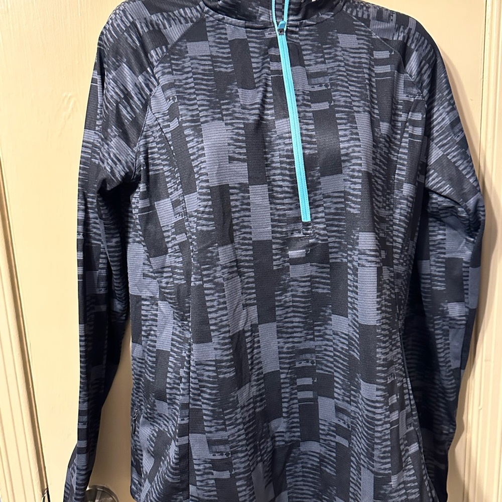 Under Armour Black and Gray Patterned Pullover with Blue Zipper